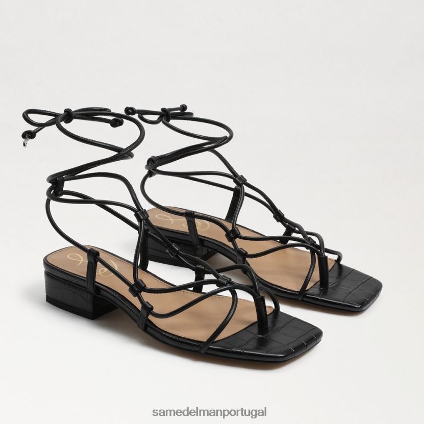 Sam Edelman couro preto mulheres sandália maluca calçados X8JV0P420