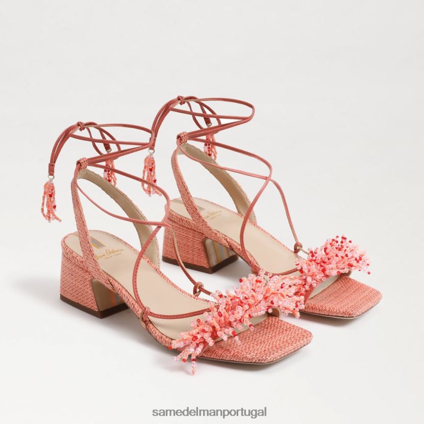 Sam Edelman estuque rosa mulheres sandália salto bloco com contas Walda calçados X8JV0P65
