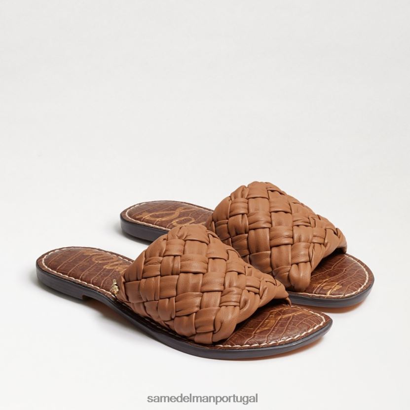 Sam Edelman lt cuoio couro marrom mulheres sandália slide tecido grifo calçados X8JV0P633