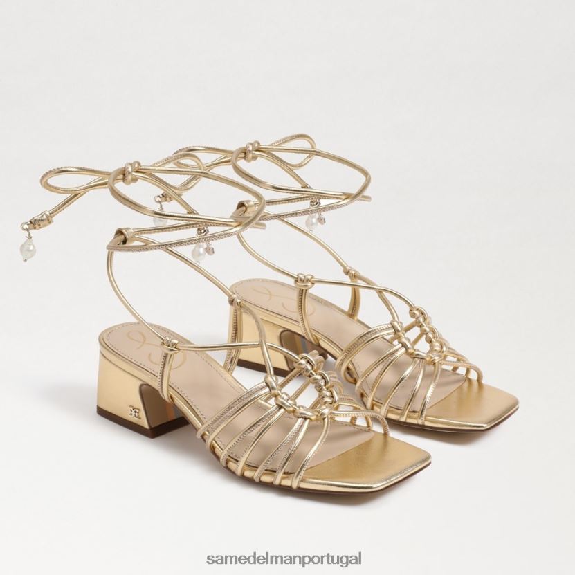 Sam Edelman ouro âmbar mulheres Sandália Westley com cadarço e salto bloco calçados X8JV0P399