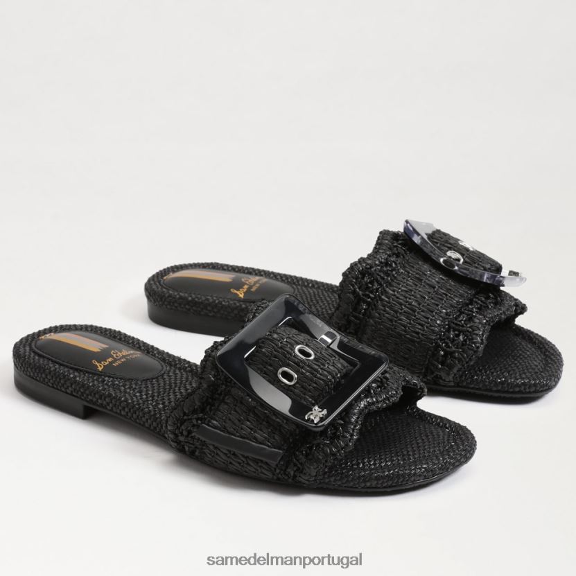 Sam Edelman ráfia preta mulheres sandália bambi calçados X8JV0P68