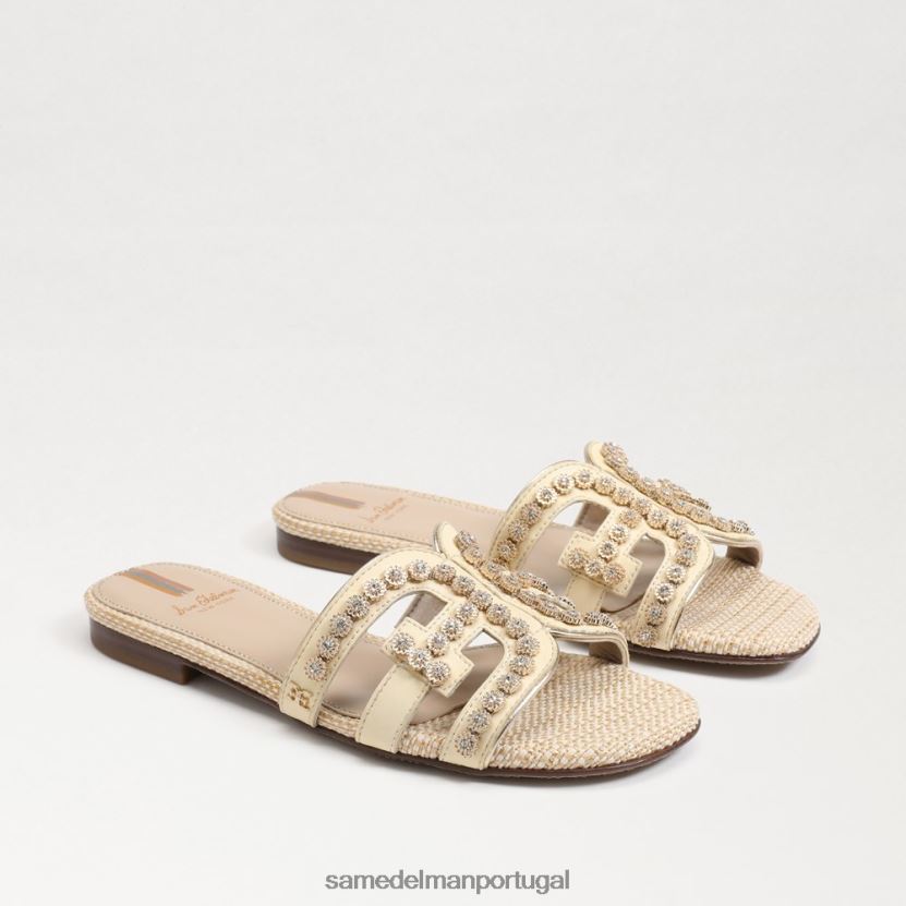 Sam Edelman trigo branqueado mulheres sandália bay fleur slide calçados X8JV0P624