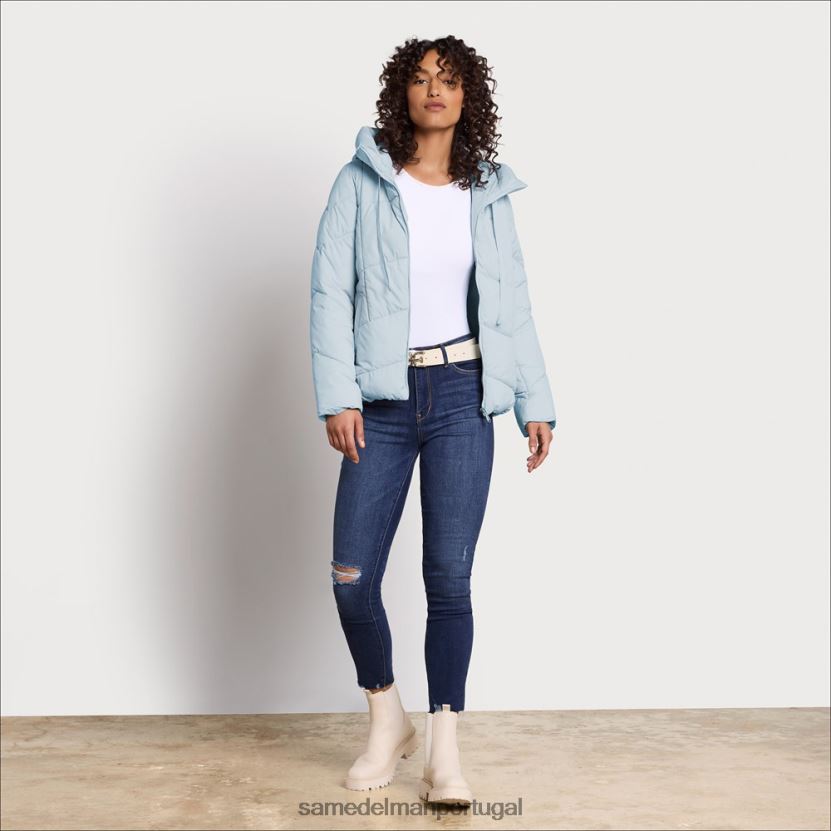 Sam Edelman azul claro mulheres soprador de gola de travesseiro vestuário X8JV0P1120