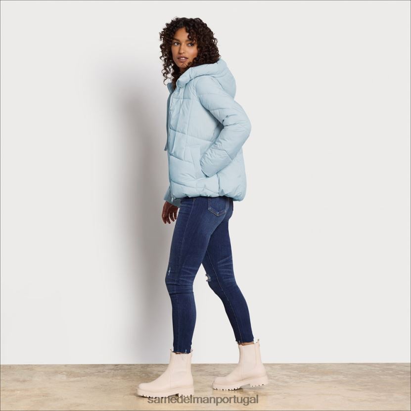 Sam Edelman azul claro mulheres soprador de gola de travesseiro vestuário X8JV0P1120