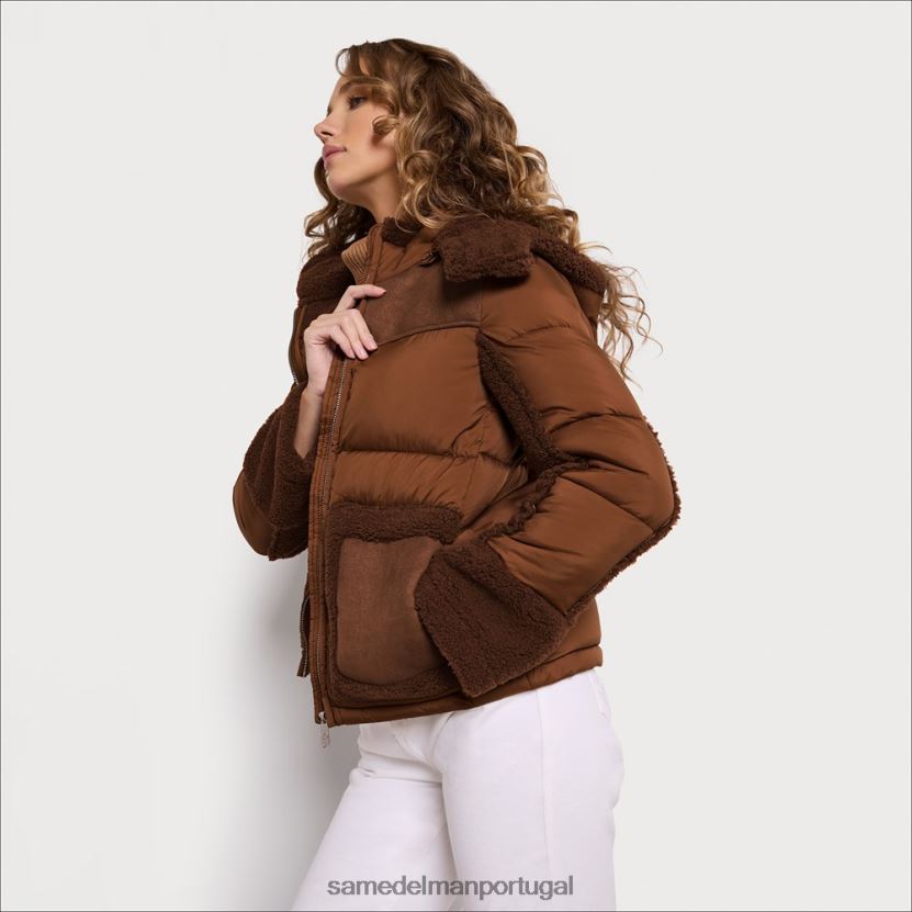 Sam Edelman bordo mulheres puffer curto com capuz vestuário X8JV0P1160