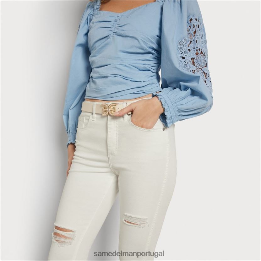 Sam Edelman branco mulheres calça flare linnie cintura média vestuário X8JV0P1184