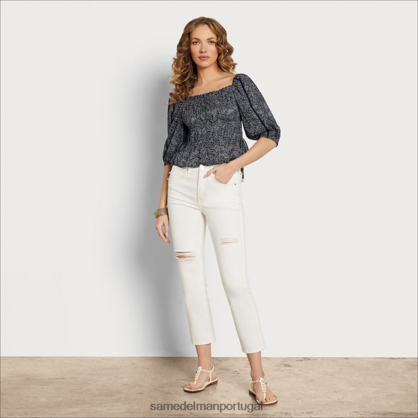 Sam Edelman azul mulheres top prado de manga comprida vestuário X8JV0P1171