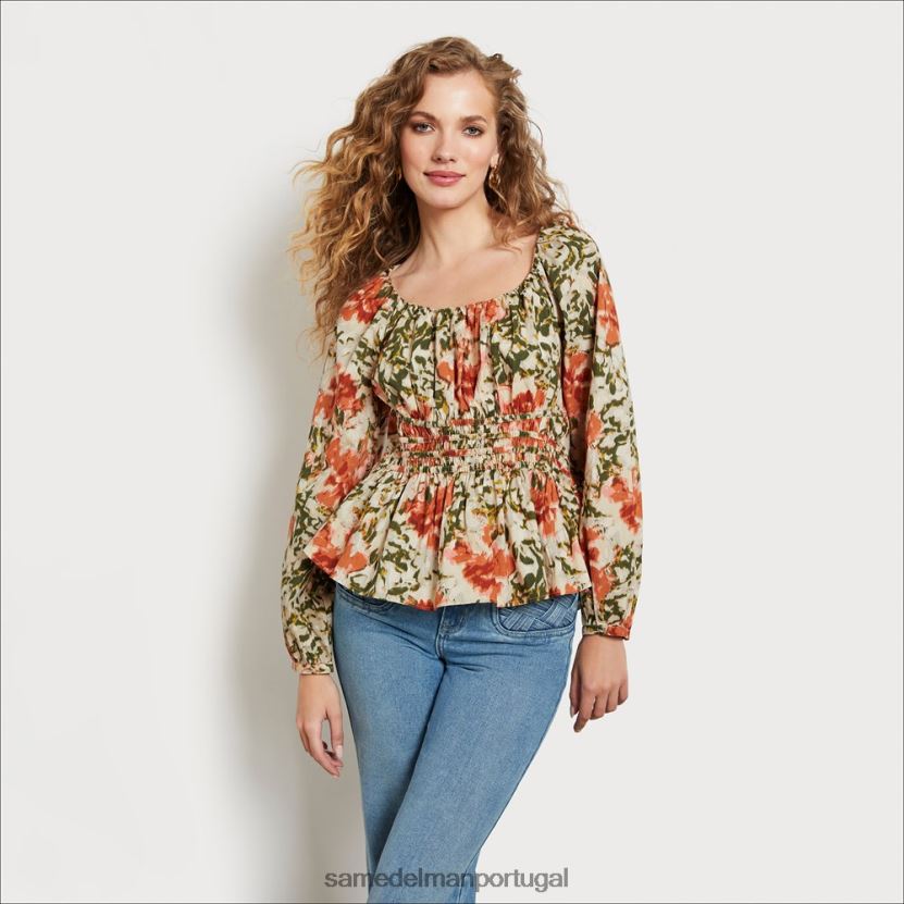 Sam Edelman bosque de cardos mulheres top cilian manga longa vestuário X8JV0P1251