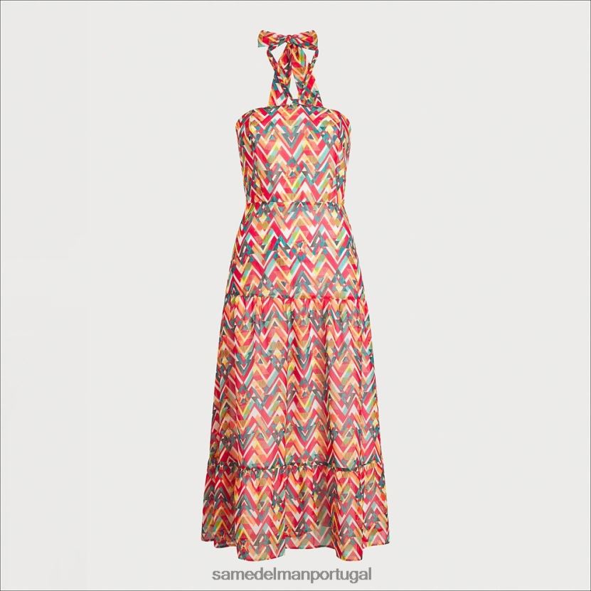 Sam Edelman coral multi mulheres vestido maxi estampado geométrico vestuário X8JV0P1165